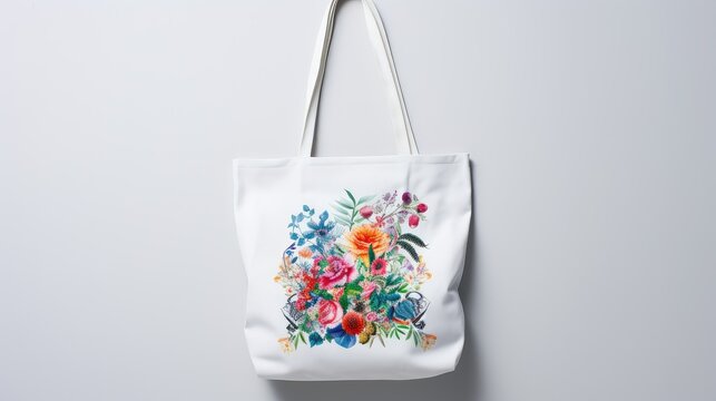 floral white tote bag