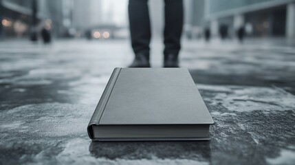 Lost Book on City Street, a Moment of Pause