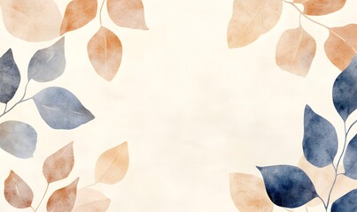 Stylized leaves in soft sand and gray tones, Generative AI