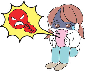 SNSで中傷被害を受けて青ざめる女の子