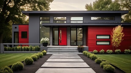 Fototapeta premium bold house with red door