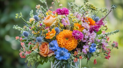 Fototapeta premium Vibrant Summer Floral Arrangements in Scandinavian Aesthetic