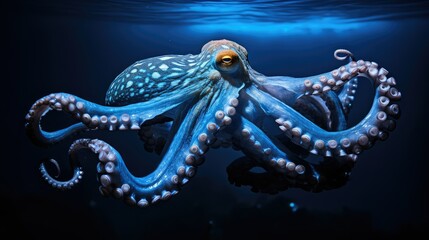 Fototapeta premium translucent octopus blue