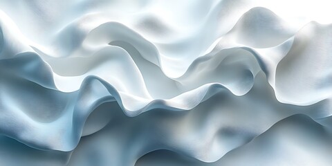 Obraz premium Blue silk fabric drapes, soft waves, light background, textile texture