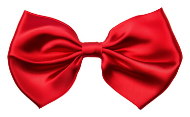 Red satin bow against white background, festive decoration concept