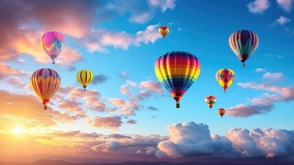 Naklejka premium sky hot air balloon blue