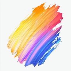 Vibrant Abstract Brush Stroke Artwork in Shades of Yellow, Pink, Orange, and Blue on a Clean White Background
