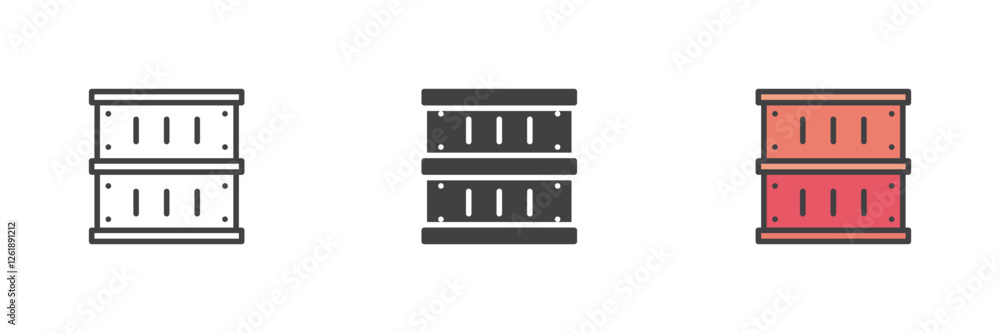 Aufkleber Stack of shipping containers different style icon set