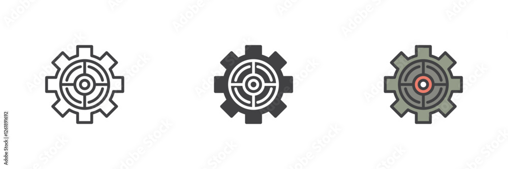 Aufkleber gear with a target different style icon set