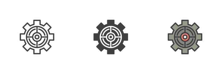 Gear with a target different style icon set
