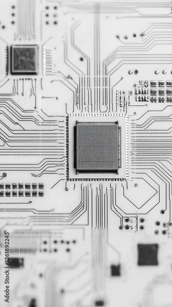 Poster close up of microchip on circuit board