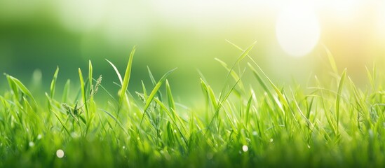Fototapeta premium Fresh Spring Morning Dew on Vibrant Green Grass