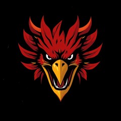 Naklejka premium Stylized bird illustration. Bird of prey with vivid colors & fierce expression in a vector design.