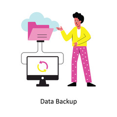 Data Backup Concept vector illustration.  isolated on white Background. 
