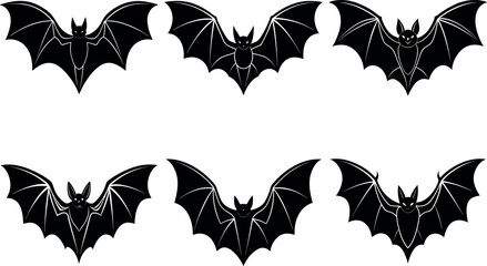Halloween bat silhouette Transparent background PNG collection 