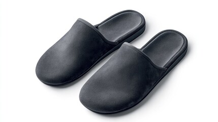 Grey Slippers on White Background