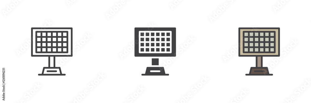 Poster solar panel different style icon set