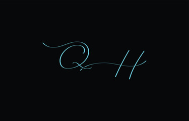 A minimal yet stylish depiction of white cursive lettering forming QH on a dark background, symbolizing elegance and simplicity.