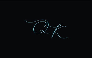 A minimal yet stylish depiction of white cursive lettering forming QK on a dark background, symbolizing elegance and simplicity.