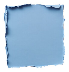 torn blue paper sheet with textured edges, minimalist art concept