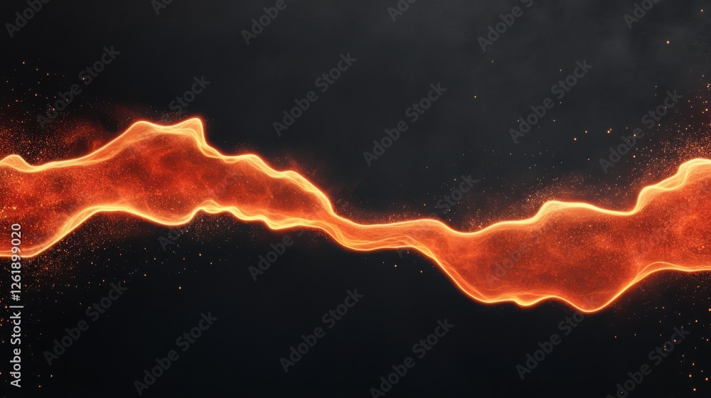 Aufkleber dynamic red and black abstract waves with glowing ember-like particles, creating a fiery and intense