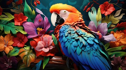 Fototapeta premium flowers bird coloring book