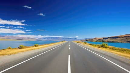 Fototapeta premium lake long straight road