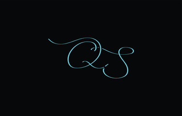 A minimal yet stylish depiction of white cursive lettering forming QS on a dark background, symbolizing elegance and simplicity.