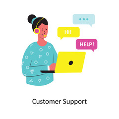 Customer Support Concept vector illustration.  isolated on white Background. 