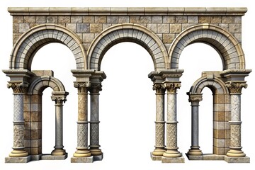 Obraz premium Stone Arch Portal, Architectural Entrance, Fantasy Gateway, Mystical Passage, Transparent Background