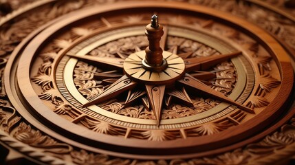 Obraz premium details compass wood