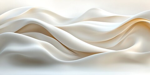 Obraz premium Creamy white fabric waves, elegant background, soft texture, design
