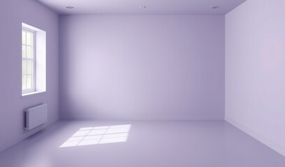 Serene Empty Room Soft Light Lavender Walls. AI Generated