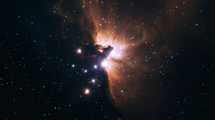 Fototapeta premium Cosmic Nebula with Bright Stars and Dark Clouds