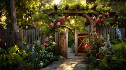 Fototapeta premium gate wooden fencing