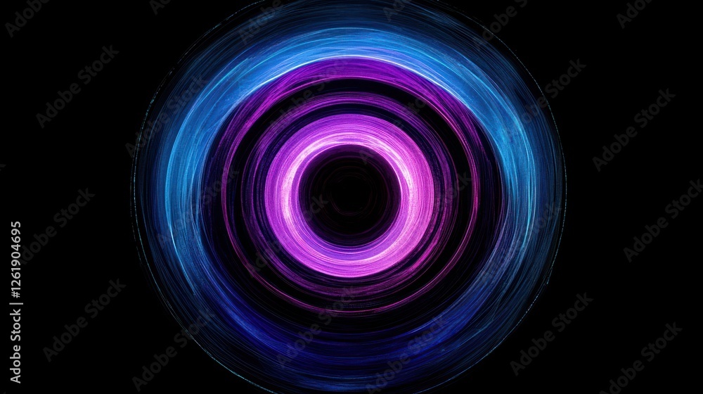 Poster abstract circular light pattern with vibrant purple and blue hues, creating a mesmerizing visual eff