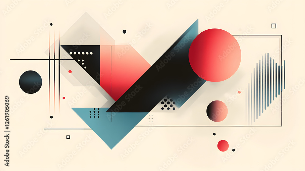 Poster dynamic abstract geometric composition featuring shapes and colors digital art studio environment cr