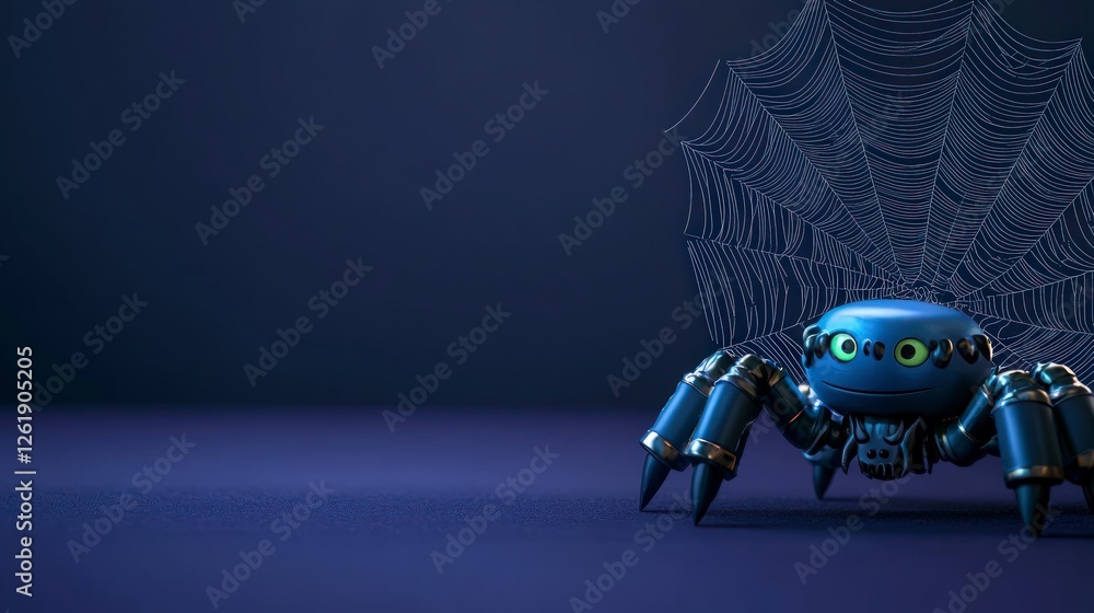 Aufkleber cybernetic spider robot in dark setting with glowing particles