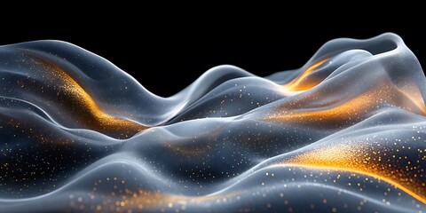 Obraz premium Abstract gold dust wave, dark background, digital art, website banner