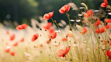 Fototapeta premium meadow red flower border