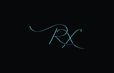 A minimal yet stylish depiction of white cursive lettering forming RX on a dark background, symbolizing elegance and simplicity.