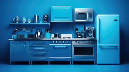 Obraz premium kitchen brushed aluminum blue