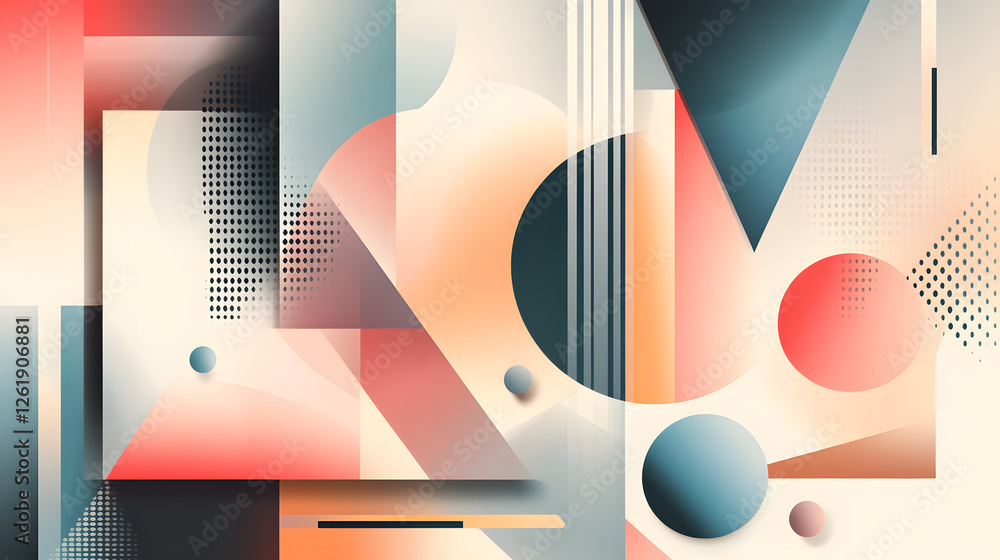 Poster dynamic abstract geometric composition featuring shapes and textures studio environment graphic desi