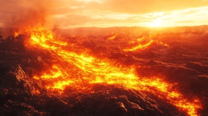 A Blazing Terrain Illustrating Environmental Impact