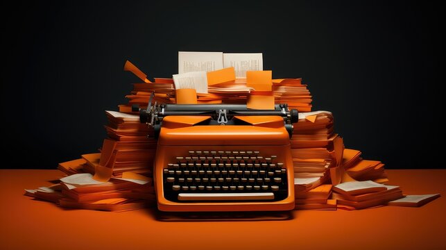 vintage orange typewriter