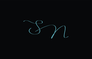 A minimal yet stylish depiction of white cursive lettering forming SN on a dark background, symbolizing elegance and simplicity.