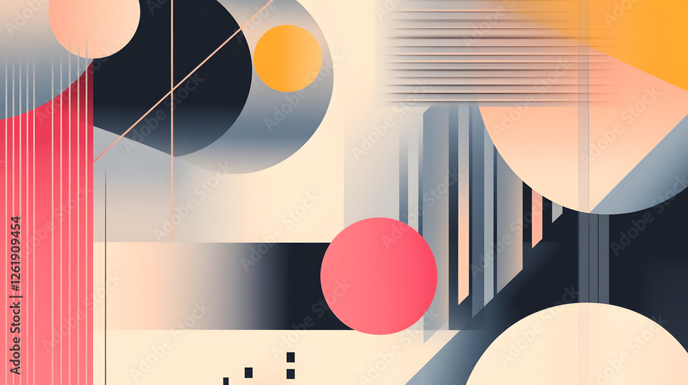 Poster abstract geometric composition featuring shapes and lines digital artwork modern design creative spa