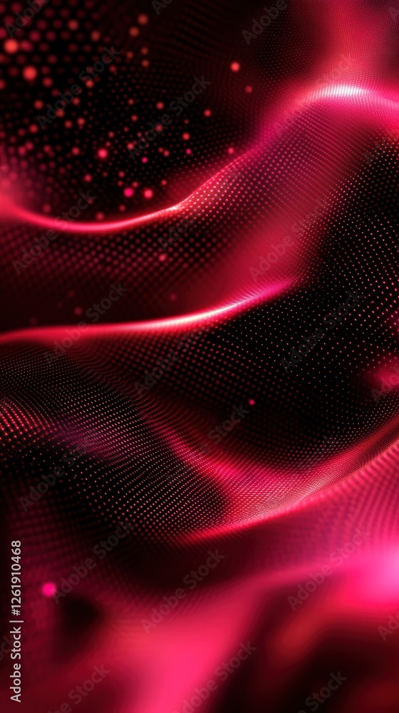 Poster abstract wave patterns in vibrant red tones create a dynamic visual effect, evoking energy and movem