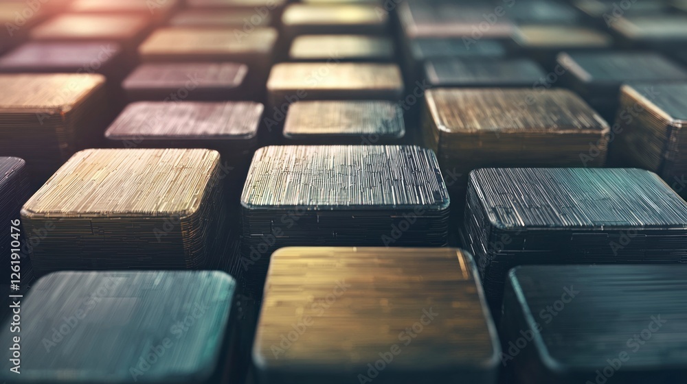 Poster dark wooden cubes abstract background 3d rendering