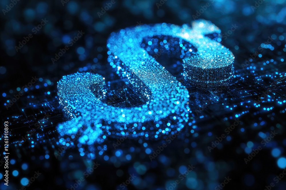 Poster digital dollar sign on a data grid background